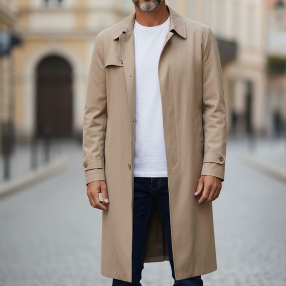 London Fog -Limited Edition Tan Trench Coat, Removable Liner Inc., Pockets, 46L - Picture 4 of 14